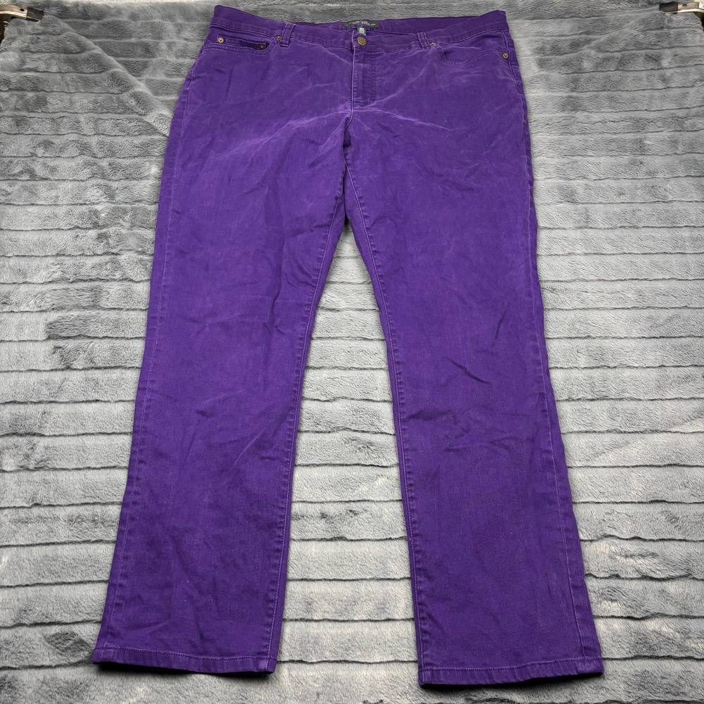 Lauren Ralph Lauren Purple Straight Leg Jeans Womens 20W Cotton Blend Stretch